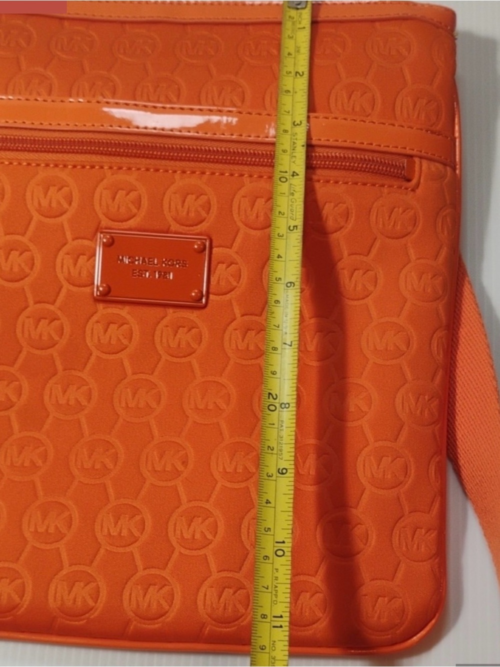 Michael Kors Neoprene Tangerine 🍊 Logo Crossbody Bag EUC $228 - Picture 10 of 11